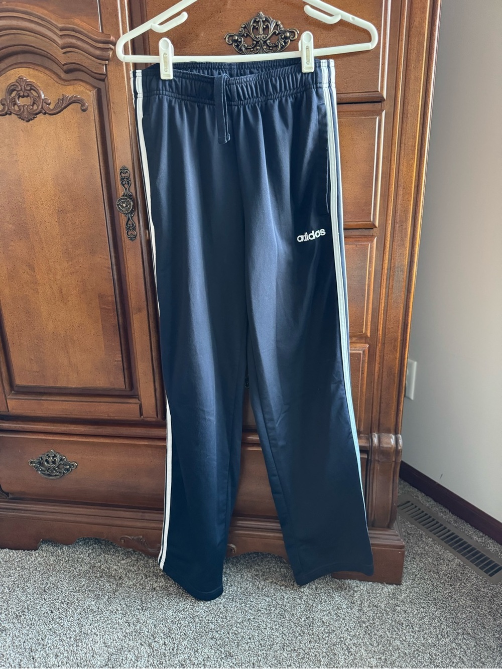 adidas Men’s unisex Navy Track Pants with Side Stripes